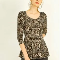 Allegra K 6507 Ladies Long Sleeves Scoop Neck Leopard Prints Peplum Shirt Women 60 Allegra K 6507 Ladies Long Sleeves Scoop Neck Leopard Prints Peplum Shirt Women