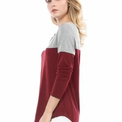 Allegra K Split V-neck Long Sleeves Color Block T-Shirt 87 Allegra K Split V-neck Long Sleeves Color Block T-Shirt