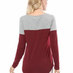 Allegra K Split V-neck Long Sleeves Color Block T-Shirt 88 Allegra K Split V-neck Long Sleeves Color Block T-Shirt