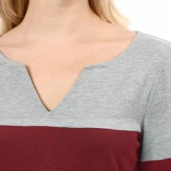 Allegra K Split V-neck Long Sleeves Color Block T-Shirt 89 Allegra K Split V-neck Long Sleeves Color Block T-Shirt