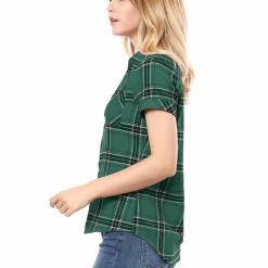Allegra K Casual Boyfriend Plaid Button Down Shirt Women