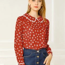 Allegra K Ruffle Peter Pan Collar Long Sleeve Sweet Casual Blouse 87 Allegra K Ruffle Peter Pan Collar Long Sleeve Sweet Casual Blouse