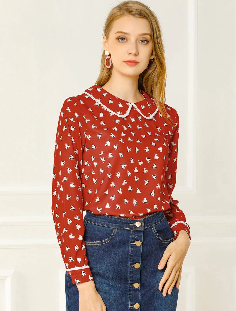 Allegra K Ruffle Peter Pan Collar Long Sleeve Sweet Casual Blouse 16 Allegra K Ruffle Peter Pan Collar Long Sleeve Sweet Casual Blouse