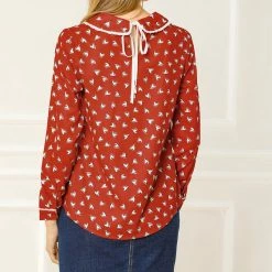 Allegra K Ruffle Peter Pan Collar Long Sleeve Sweet Casual Blouse 90 Allegra K Ruffle Peter Pan Collar Long Sleeve Sweet Casual Blouse