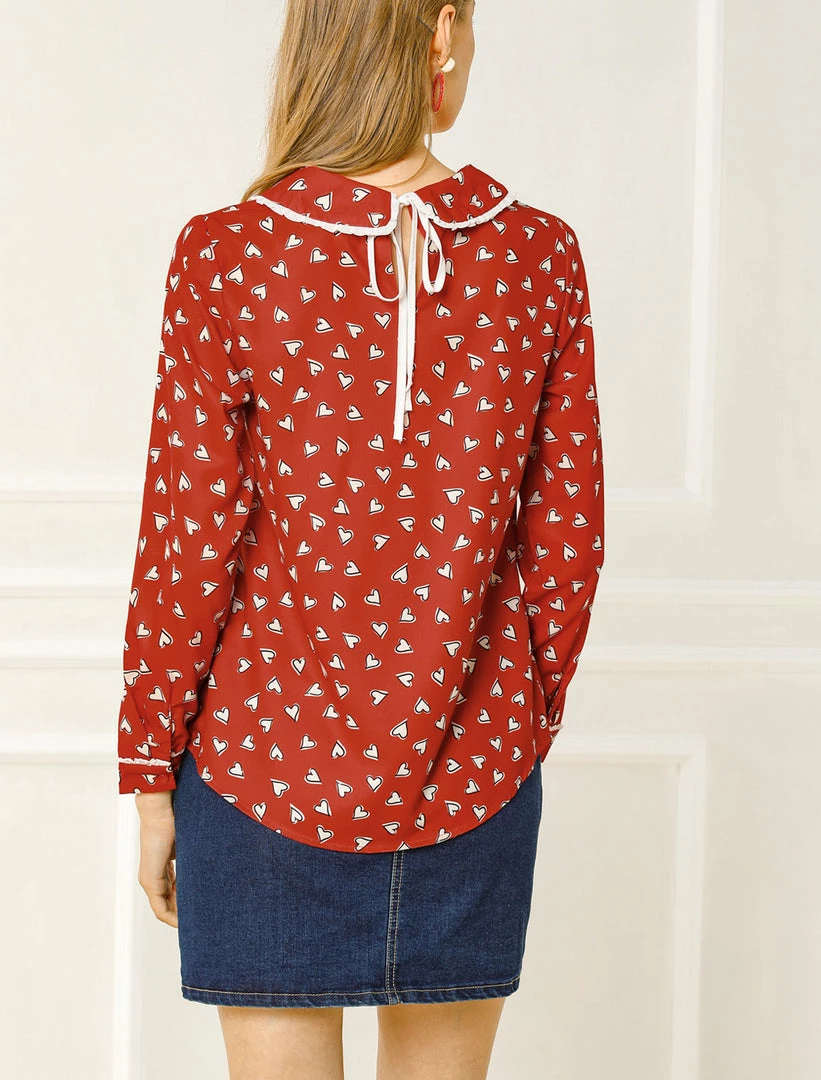 Allegra K Ruffle Peter Pan Collar Long Sleeve Sweet Casual Blouse 19 Allegra K Ruffle Peter Pan Collar Long Sleeve Sweet Casual Blouse