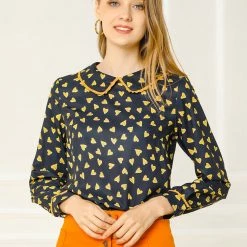 Allegra K Ruffle Peter Pan Collar Long Sleeve Sweet Casual Blouse 82 Allegra K Ruffle Peter Pan Collar Long Sleeve Sweet Casual Blouse