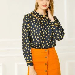 Allegra K Ruffle Peter Pan Collar Long Sleeve Sweet Casual Blouse 83 Allegra K Ruffle Peter Pan Collar Long Sleeve Sweet Casual Blouse