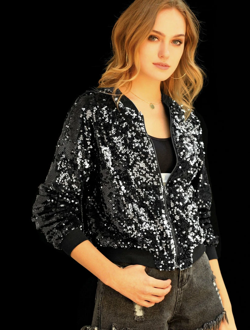 Women Allegra K Sequin Bomber Jacket 17 Women Allegra K Sequin Bomber Jacket