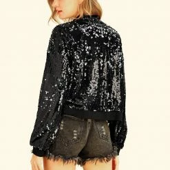 Women Allegra K Sequin Bomber Jacket 62 Women Allegra K Sequin Bomber Jacket
