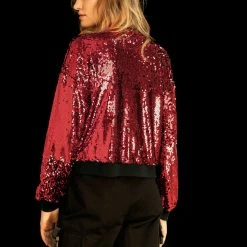 Women Allegra K Sequin Bomber Jacket 68 Women Allegra K Sequin Bomber Jacket