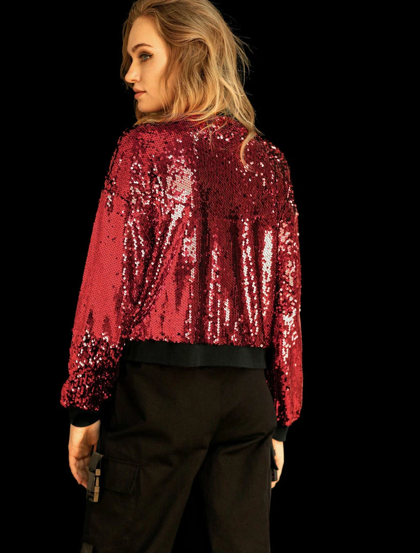 Women Allegra K Sequin Bomber Jacket 26 Women Allegra K Sequin Bomber Jacket