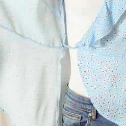 Allegra K Floral Print Crossover Ruffle V Neck Self Tie Wrap Peplum Top Women