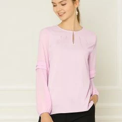 Allegra K Women's Work Office Chiffon Shirt Semi Sheer Long Sleeves Keyhole Neck Elegant Blouse Top 52 Allegra K Women's Work Office Chiffon Shirt Semi Sheer Long Sleeves Keyhole Neck Elegant Blouse Top