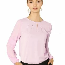 Allegra K Women's Work Office Chiffon Shirt Semi Sheer Long Sleeves Keyhole Neck Elegant Blouse Top 50 Allegra K Women's Work Office Chiffon Shirt Semi Sheer Long Sleeves Keyhole Neck Elegant Blouse Top