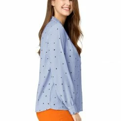 Allegra K Women's Heart Polka Dots Button Up Notched Lapel V Neck Shirt Tops 115 Allegra K Women's Heart Polka Dots Button Up Notched Lapel V Neck Shirt Tops