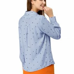 Allegra K Women's Heart Polka Dots Button Up Notched Lapel V Neck Shirt Tops 116 Allegra K Women's Heart Polka Dots Button Up Notched Lapel V Neck Shirt Tops