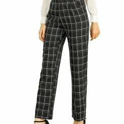Allegra K Women's Plaid Trousers Pockets Straight Leg Pants 65 Allegra K Women's Plaid Trousers Pockets Straight Leg Pants