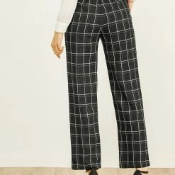 Allegra K Women's Plaid Trousers Pockets Straight Leg Pants 68 Allegra K Women's Plaid Trousers Pockets Straight Leg Pants