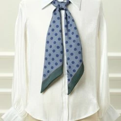 Allegra K Accessories Women Polka Dot Skinny Scarf Neck Scarves Double Sided Print Neckerchief Hairband