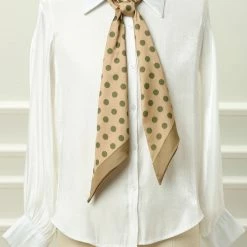 Allegra K Accessories Women Polka Dot Skinny Scarf Neck Scarves Double Sided Print Neckerchief Hairband