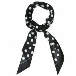Allegra K Accessories Women Polka Dot Skinny Scarf Neck Scarves Double Sided Print Neckerchief Hairband