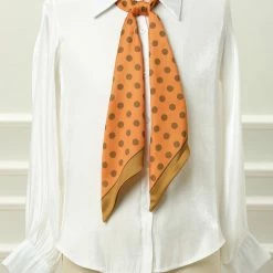 Allegra K Accessories Women Polka Dot Skinny Scarf Neck Scarves Double Sided Print Neckerchief Hairband