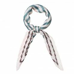 Allegra K Crinkle Pleated Stripe Rhombus Neck Scarf Crumple Neckerchief For Women