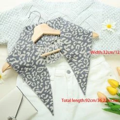 Allegra K Accessories Leopard Animal Rhombic Autumn Winter Neck Scarves Knit Scarf Neckerchief For Women
