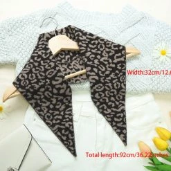 Allegra K Accessories Leopard Animal Rhombic Autumn Winter Neck Scarves Knit Scarf Neckerchief For Women