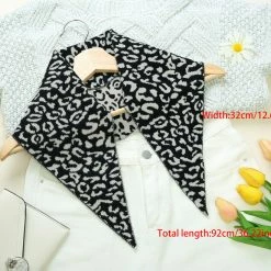 Allegra K Accessories Leopard Animal Rhombic Autumn Winter Neck Scarves Knit Scarf Neckerchief For Women