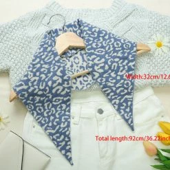 Allegra K Accessories Leopard Animal Rhombic Autumn Winter Neck Scarves Knit Scarf Neckerchief For Women