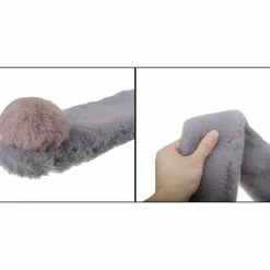 Allegra K Fluffy Faux Fur Hairball Collar Scarf Solid Color Plush Neck Wrap Winter Warmer For Women