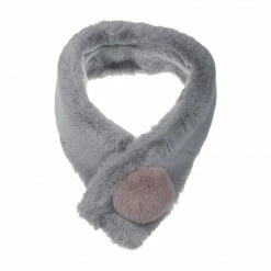 Allegra K Fluffy Faux Fur Hairball Collar Scarf Solid Color Plush Neck Wrap Winter Warmer For Women