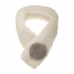 Allegra K Fluffy Faux Fur Hairball Collar Scarf Solid Color Plush Neck Wrap Winter Warmer For Women