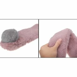 Allegra K Fluffy Faux Fur Hairball Collar Scarf Solid Color Plush Neck Wrap Winter Warmer For Women