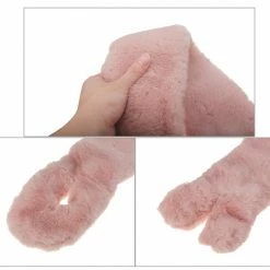Allegra K Fluffy Faux Fur Collar Scarf Rabbit Ears Plush Neck Wrap Winter Warmer For Women Accessories