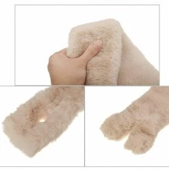 Allegra K Fluffy Faux Fur Collar Scarf Rabbit Ears Plush Neck Wrap Winter Warmer For Women Accessories