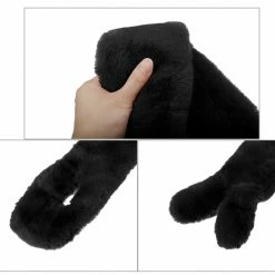 Allegra K Fluffy Faux Fur Collar Scarf Rabbit Ears Plush Neck Wrap Winter Warmer For Women Accessories