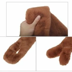 Allegra K Fluffy Faux Fur Collar Scarf Rabbit Ears Plush Neck Wrap Winter Warmer For Women Accessories