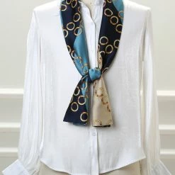 Allegra K Women Polka Dot Stripe Chain Print Long Skinny Scarf Neck Scarves Neckerchief Hairband Accessories