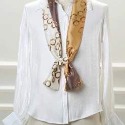 Allegra K Women Polka Dot Stripe Chain Print Long Skinny Scarf Neck Scarves Neckerchief Hairband Accessories