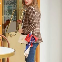 Allegra K Women Polka Dot Stripe Chain Print Long Skinny Scarf Neck Scarves Neckerchief Hairband Accessories