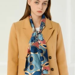 Allegra K Women Polka Dot Stripe Chain Print Long Skinny Scarf Neck Scarves Neckerchief Hairband Accessories