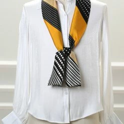 Allegra K Women Polka Dot Stripe Chain Print Long Skinny Scarf Neck Scarves Neckerchief Hairband Accessories