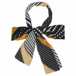 Allegra K Women Polka Dot Stripe Chain Print Long Skinny Scarf Neck Scarves Neckerchief Hairband Accessories