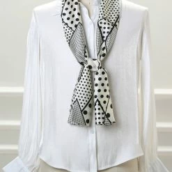 Allegra K Women Polka Dot Stripe Chain Print Long Skinny Scarf Neck Scarves Neckerchief Hairband Accessories