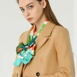 Allegra K Women Graffiti Polka Dot Stripe Scarf Neck Scarves Neckerchief Skinny Wrap Hairband