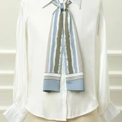 Allegra K Women Graffiti Polka Dot Stripe Scarf Neck Scarves Neckerchief Skinny Wrap Hairband