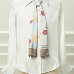 Allegra K Women Graffiti Polka Dot Stripe Scarf Neck Scarves Neckerchief Skinny Wrap Hairband