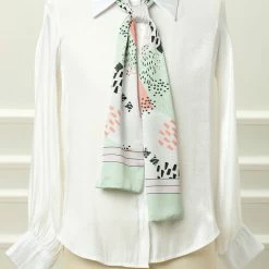 Allegra K Women Graffiti Polka Dot Stripe Scarf Neck Scarves Neckerchief Skinny Wrap Hairband